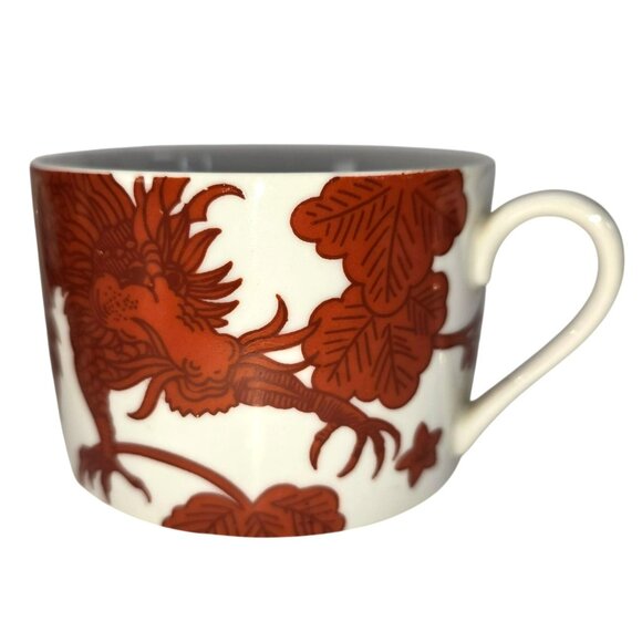 Fitz and Floyd Temple Dragon Porcelain Cups Set Red White Vintage Design JE116 - Picture 5 of 8